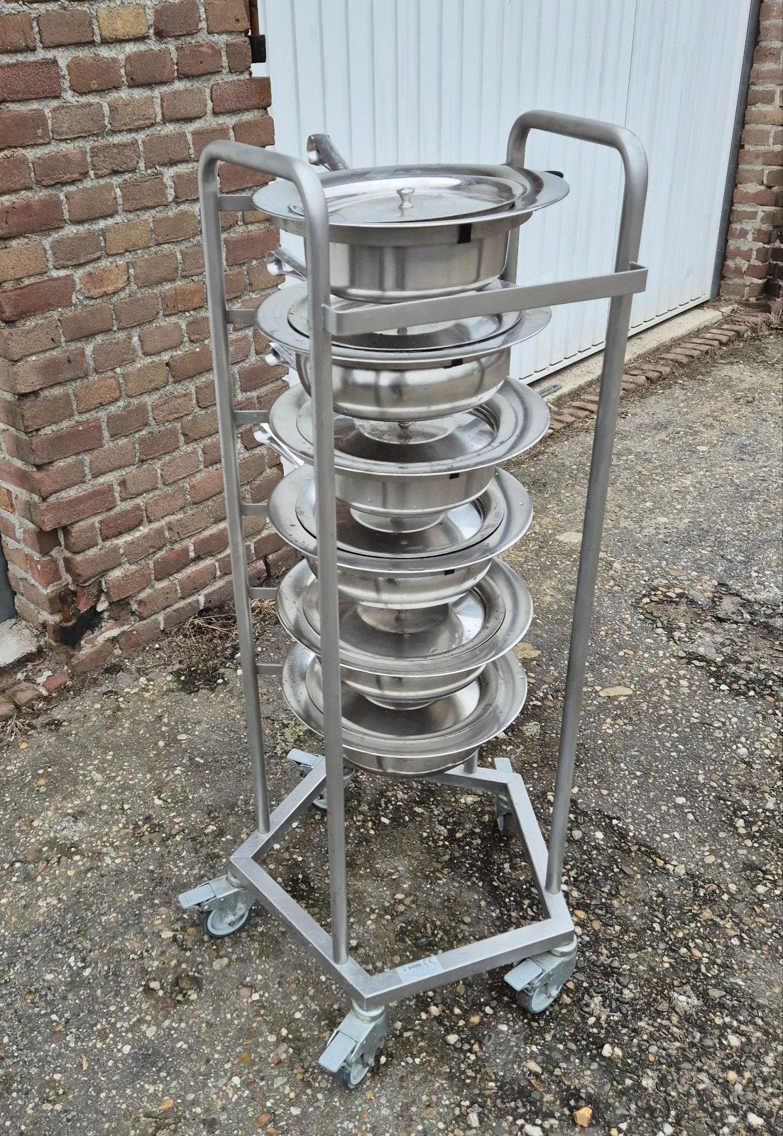 te koop RVS ondersteekwagen met RVS ondersteekpannen, Diversen, Ophalen, Gebruikt