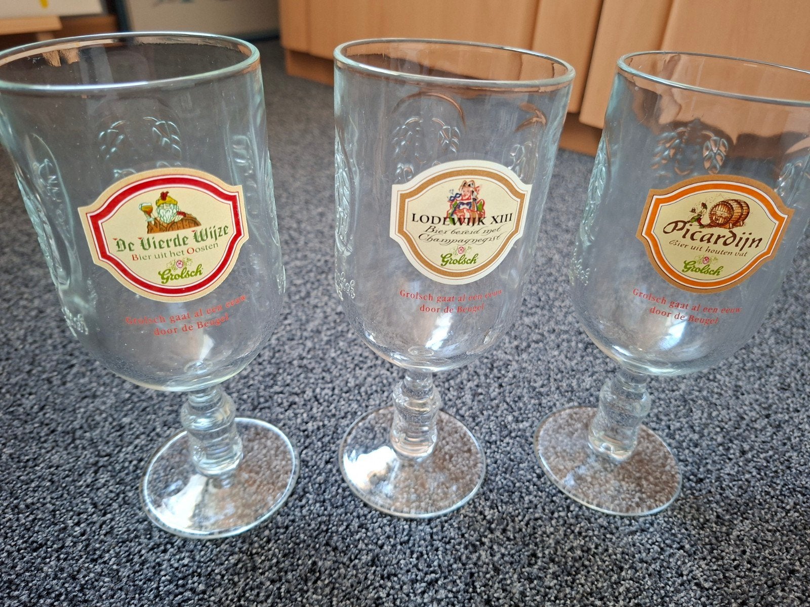 5 bierglazen Grolsch, Ophalen, Zo goed als nieuw, Glas of Glazen, Grolsch
