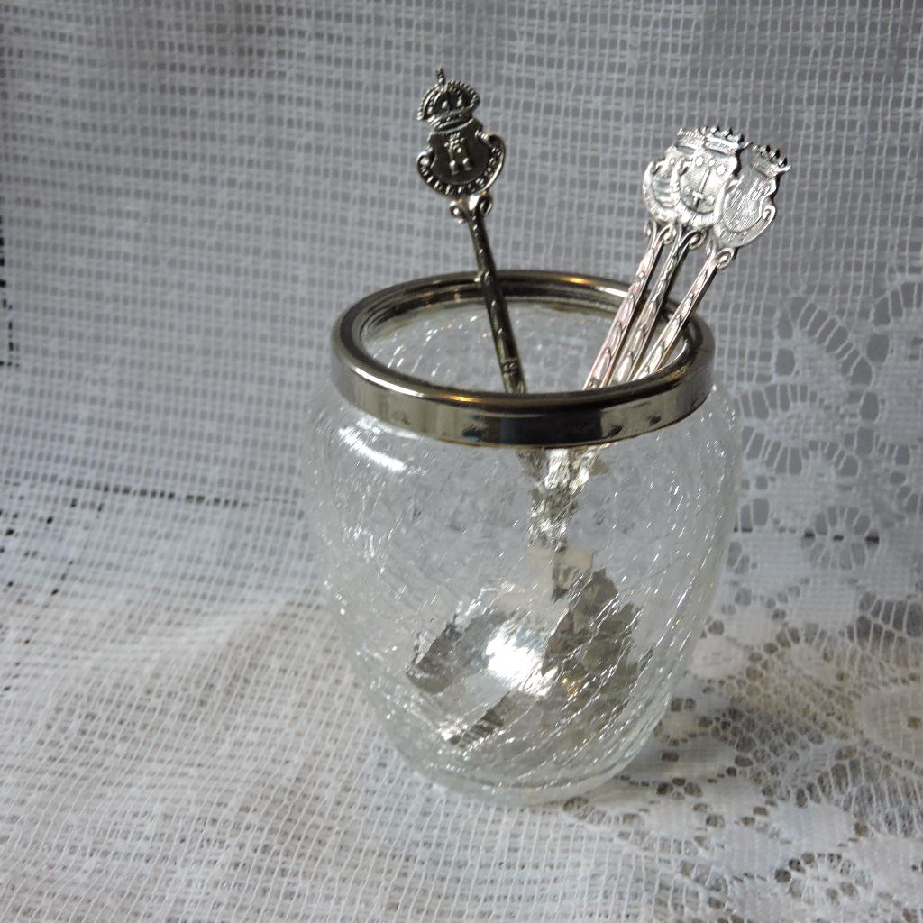Vintage craquelé glas lepelvaasje, Antiek en Kunst, Ophalen of Verzenden