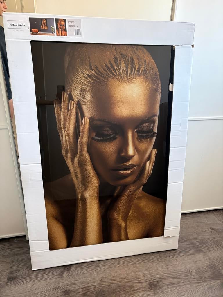 Nieuw Glasschilderij Vrouw Goud - Modern Kunstwerk 80x120CM, Ophalen
