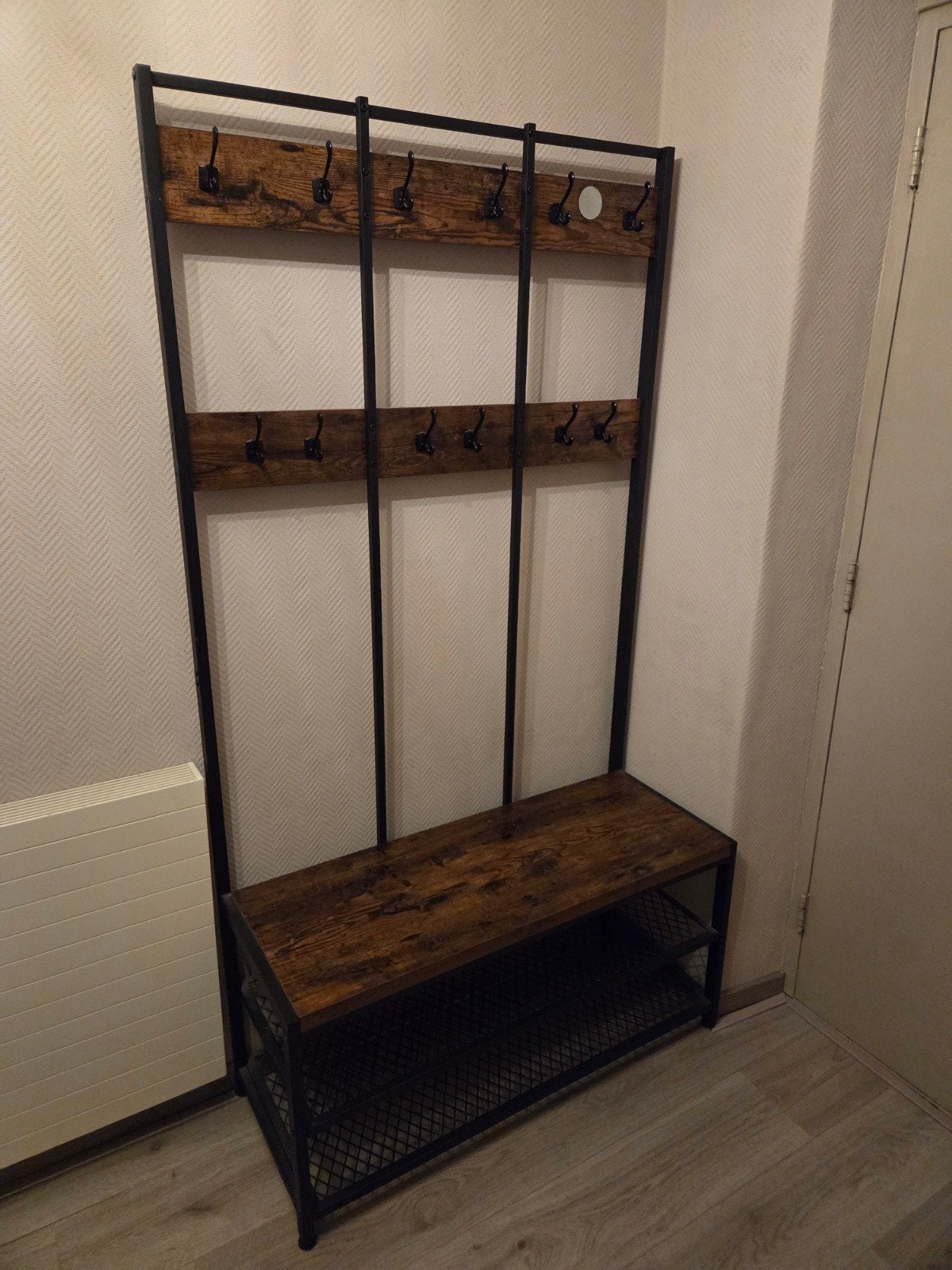 Industriële kapstok met bankje en schoenenrek, Huis en Inrichting, Zo goed als nieuw, Metaal, 150 tot 200 cm, Ophalen