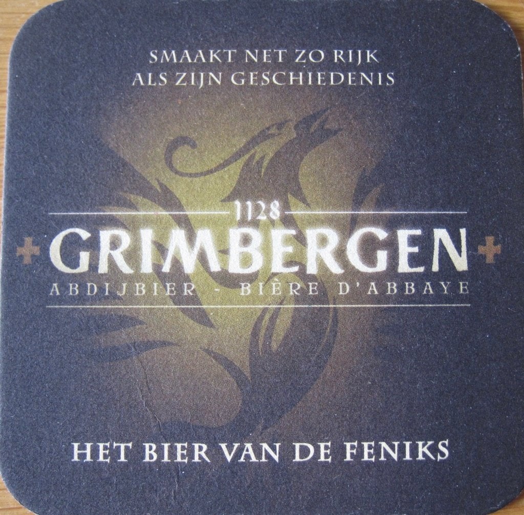bierviltje van Grimbergen - bier van de Feniks, Ophalen of Verzenden, Zo goed als nieuw, Viltje(s), Overige merken