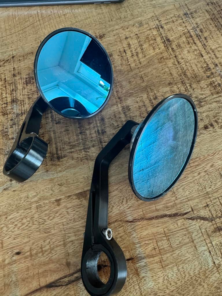 Motorfiets Bar End Spiegels - Blauw Getint Glas, Ophalen of Verzenden, Gebruikt
