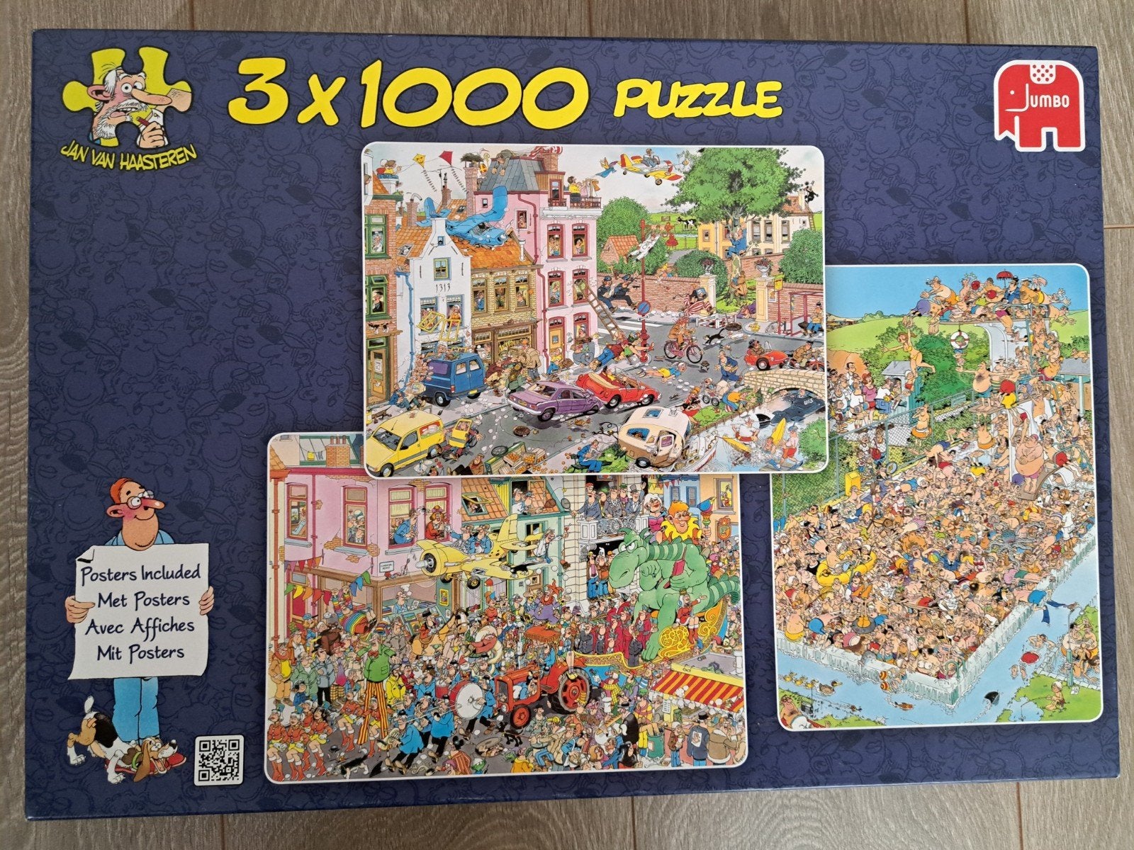 Jan van Haasteren 3x1000 stukjes puzzel, Ophalen of Verzenden, 500 t/m 1500 stukjes, Zo goed als nieuw