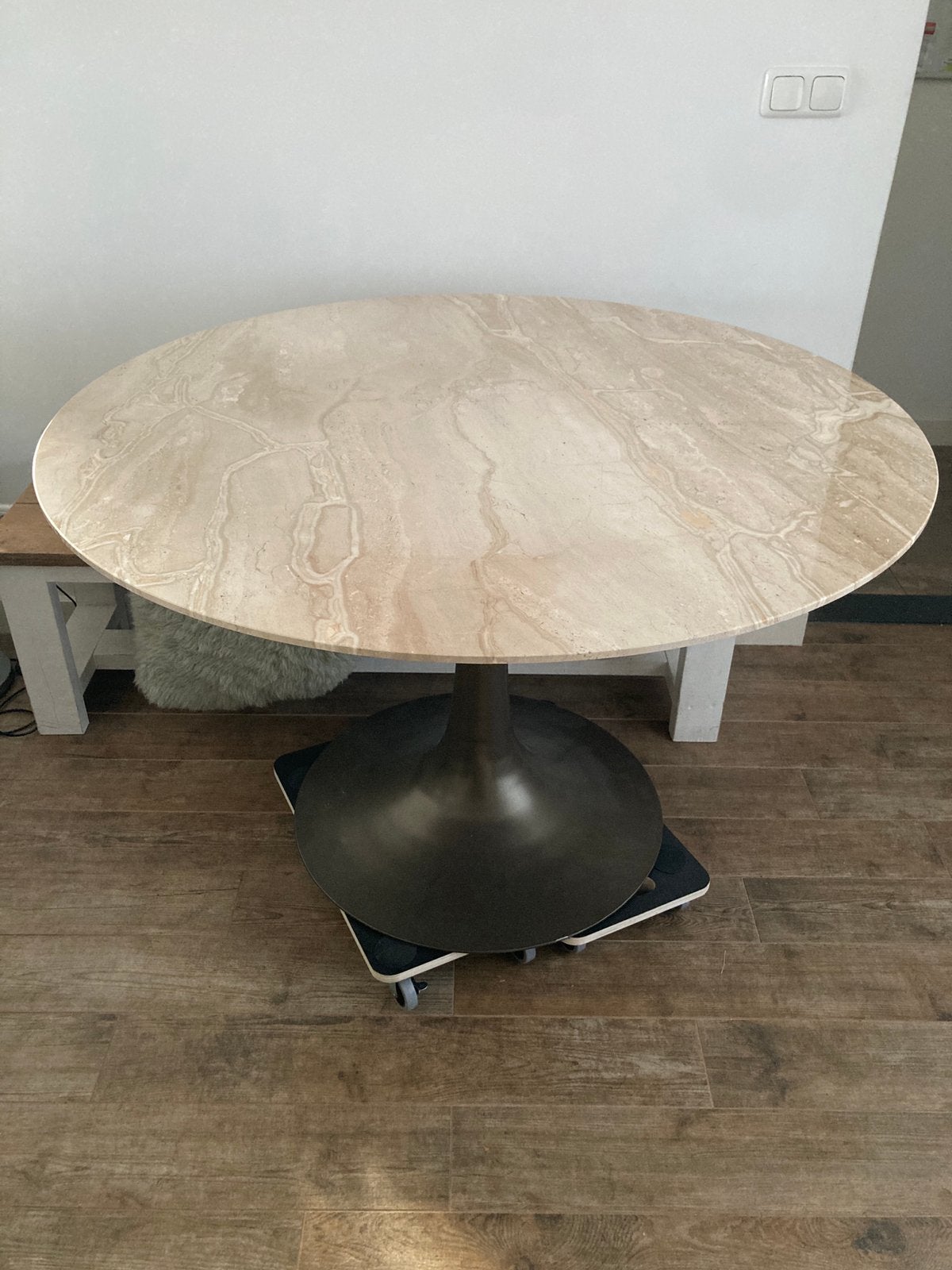 Ronde marmeren eettafel Tulip – Travertino Chiaro, Huis en Inrichting, Tafels | Eettafels, Ophalen, Rond, 100 tot 150 cm