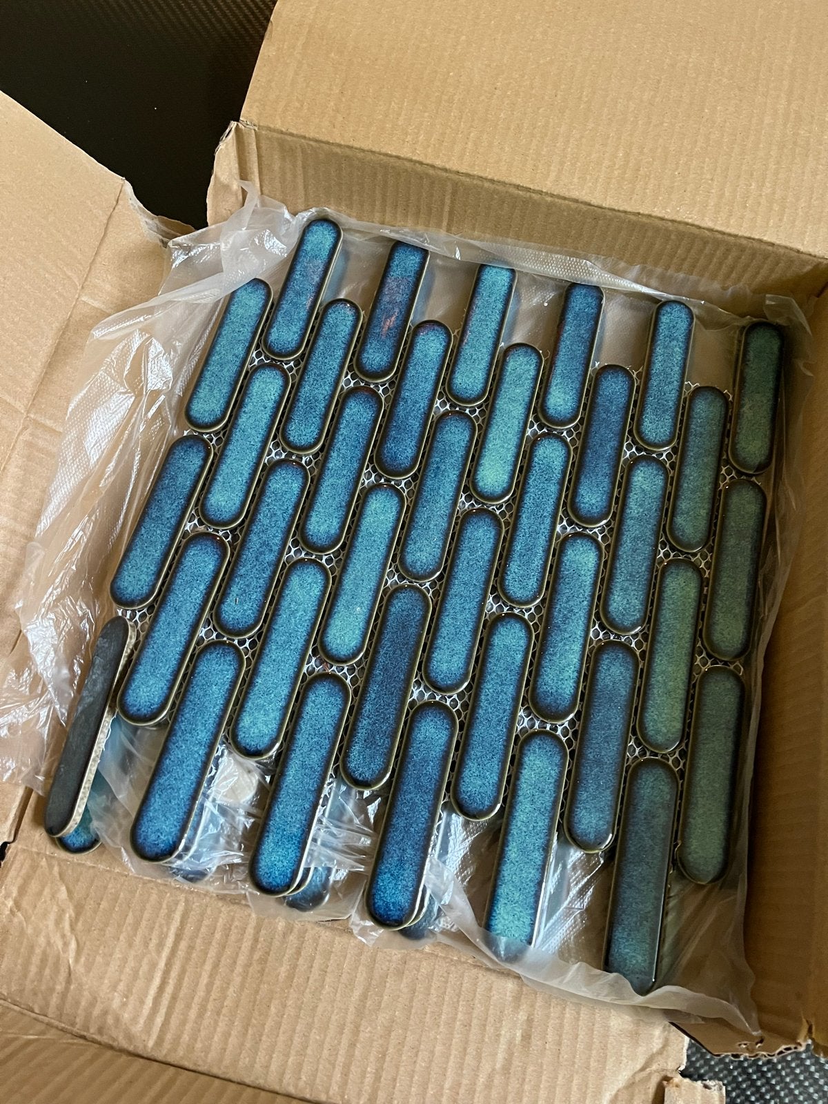 Restpartij mozaïektegels turquoise - ca. 0.9 m², Nieuw, Ophalen of Verzenden, Minder dan 5 m², Wandtegels