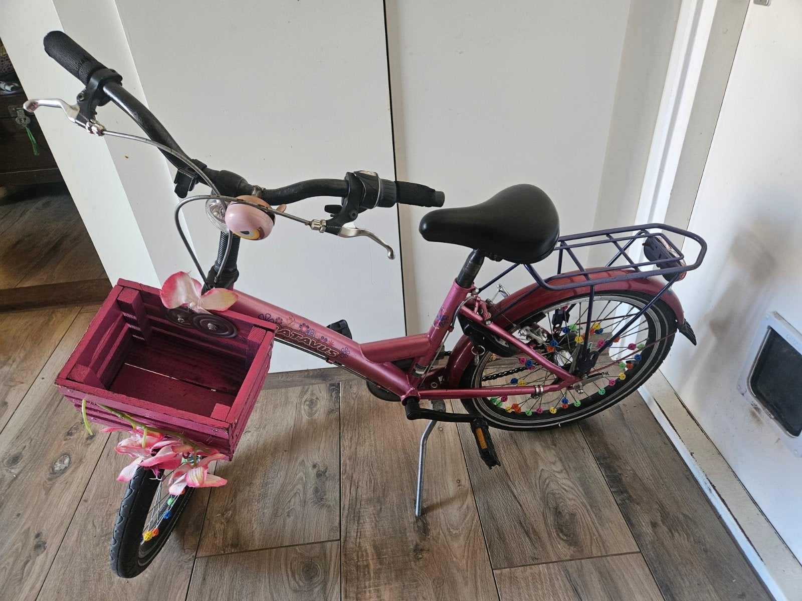 Batavus kinderfiets 20 inch - Roze met mandje, Ophalen, Gebruikt, Batavus, Terugtraprem