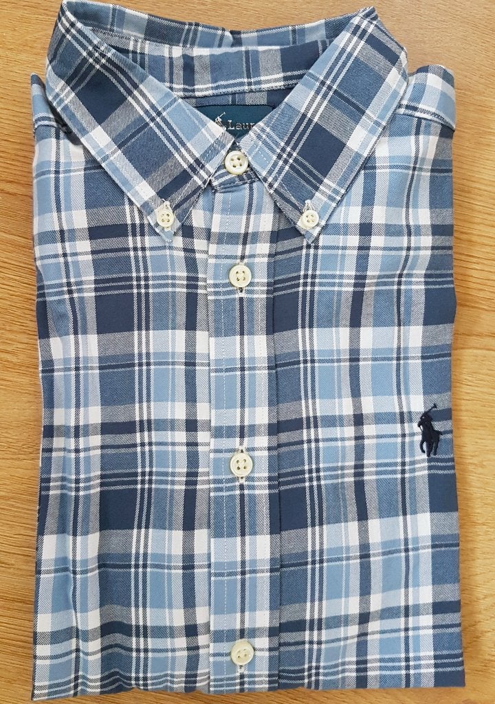 Maat 152/158 Blauw geruit Ralph Lauren overhemd *NIEUW*, Overhemd of Blouse, Nieuw, Ophalen of Verzenden, Jongen