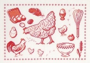 Borduurpakket Red hen sampler BK861, Hobby en Vrije tijd, ., Nieuw, Ophalen of Verzenden, .
