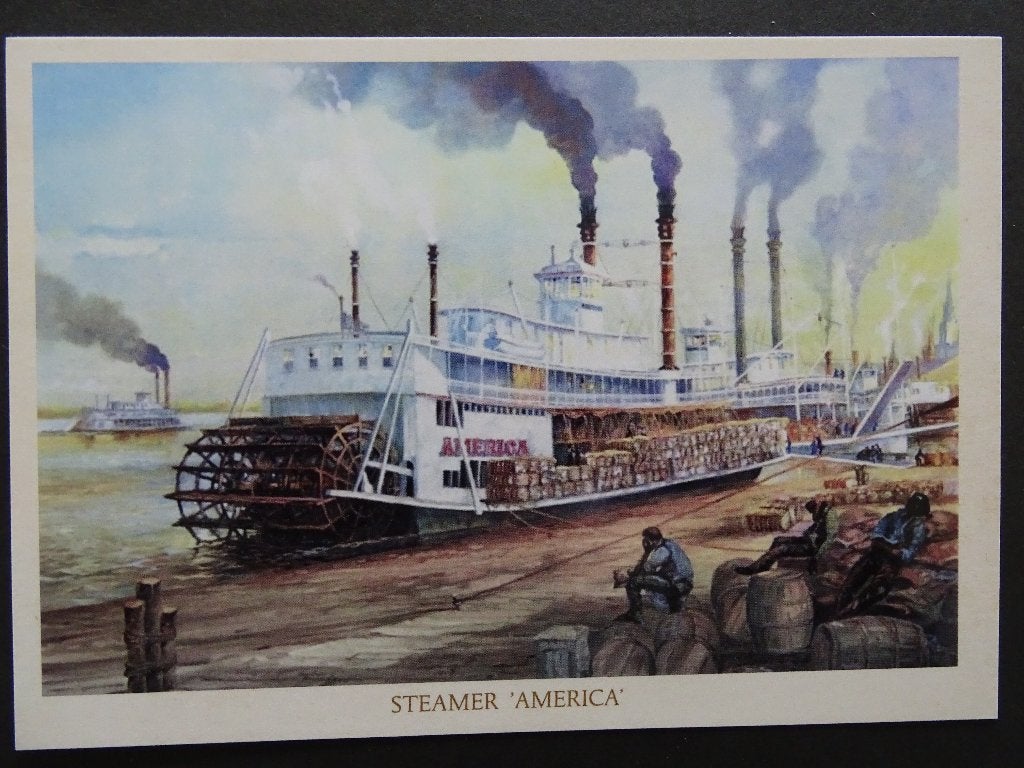 Mississippi Steamer "America", Ophalen of Verzenden, Zo goed als nieuw, Motorboot, Kaart, Foto of Prent