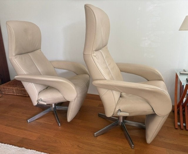 2 Leren Relaxfauteuils - JORI Symphony, Ophalen, Modern, Comfortabel, Gebruikt, 75 tot 100 cm