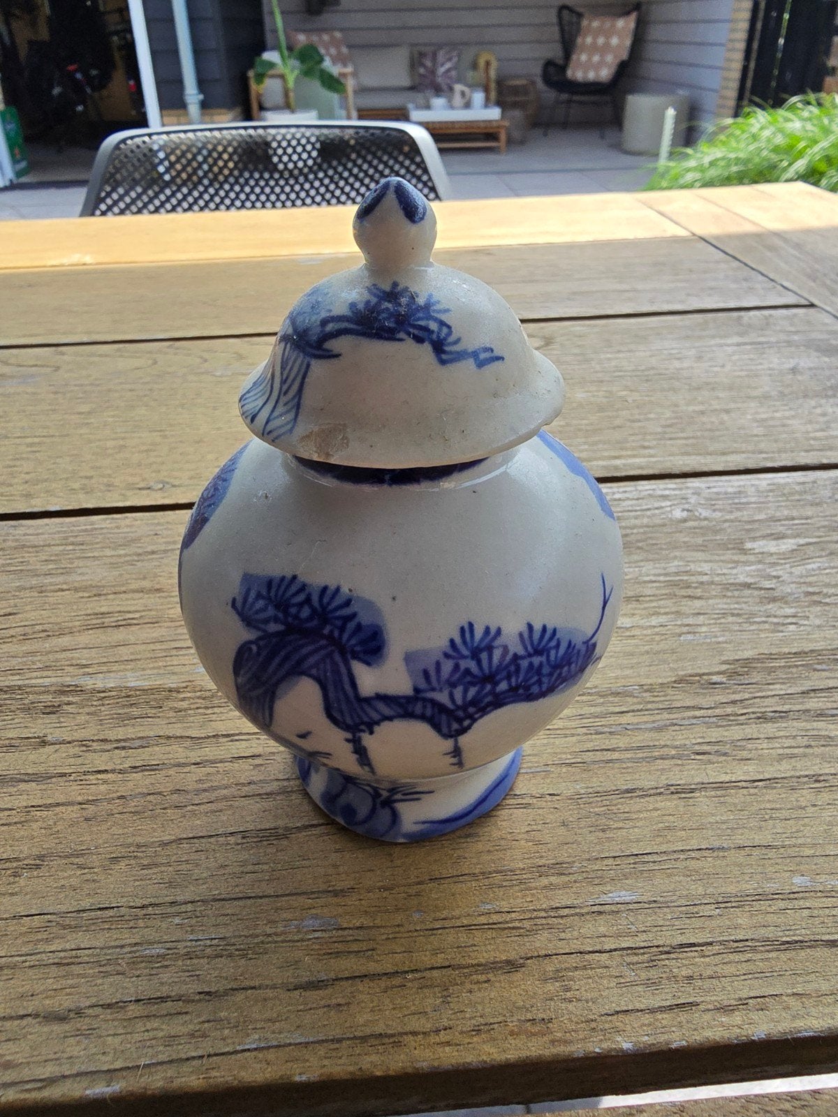 Antieke Chinese gemberpot, blauw-wit porselein, Ophalen of Verzenden