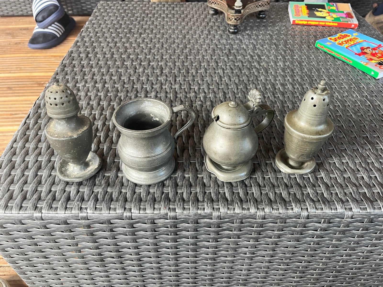Antieke tinnen zout- en peperstrooiers en kannetjes, Antiek en Kunst, Antiek | Tin, Ophalen