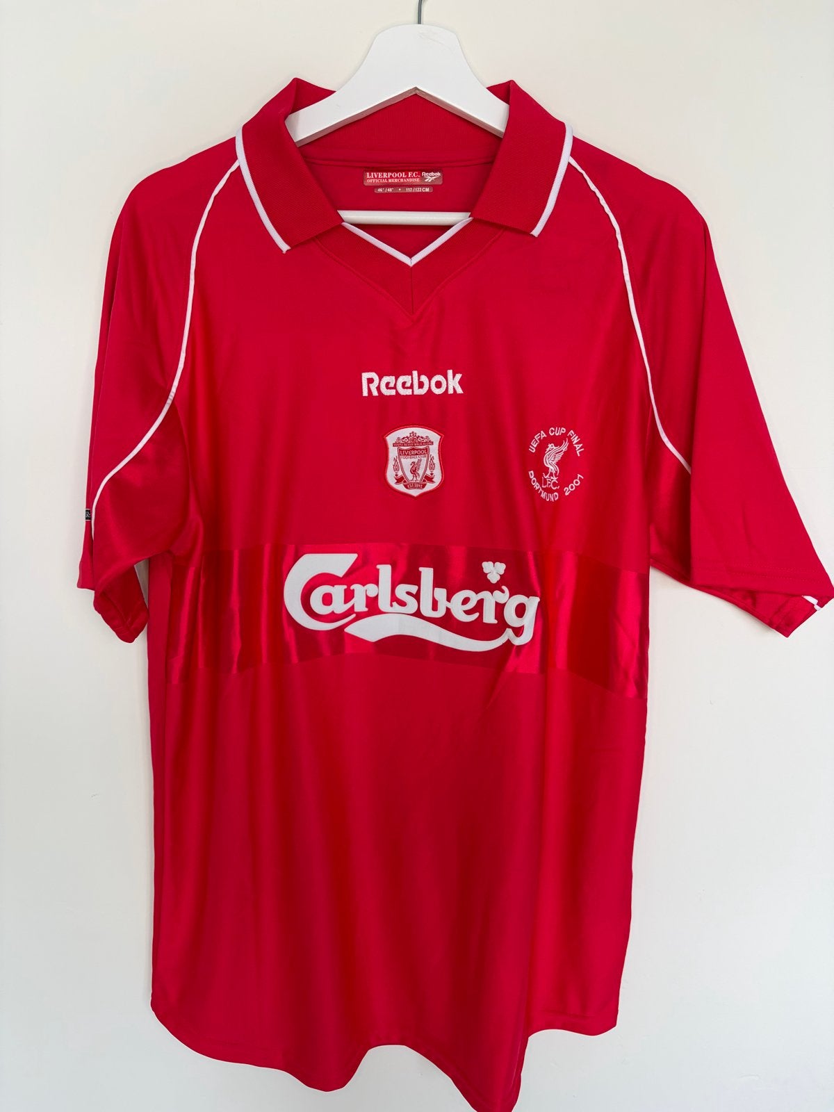 Liverpool FC Reebok Thuisshirt 2001 UEFA Cup Final, Ophalen of Verzenden, Voetbal, Rood, Maat 56/58 (XL)