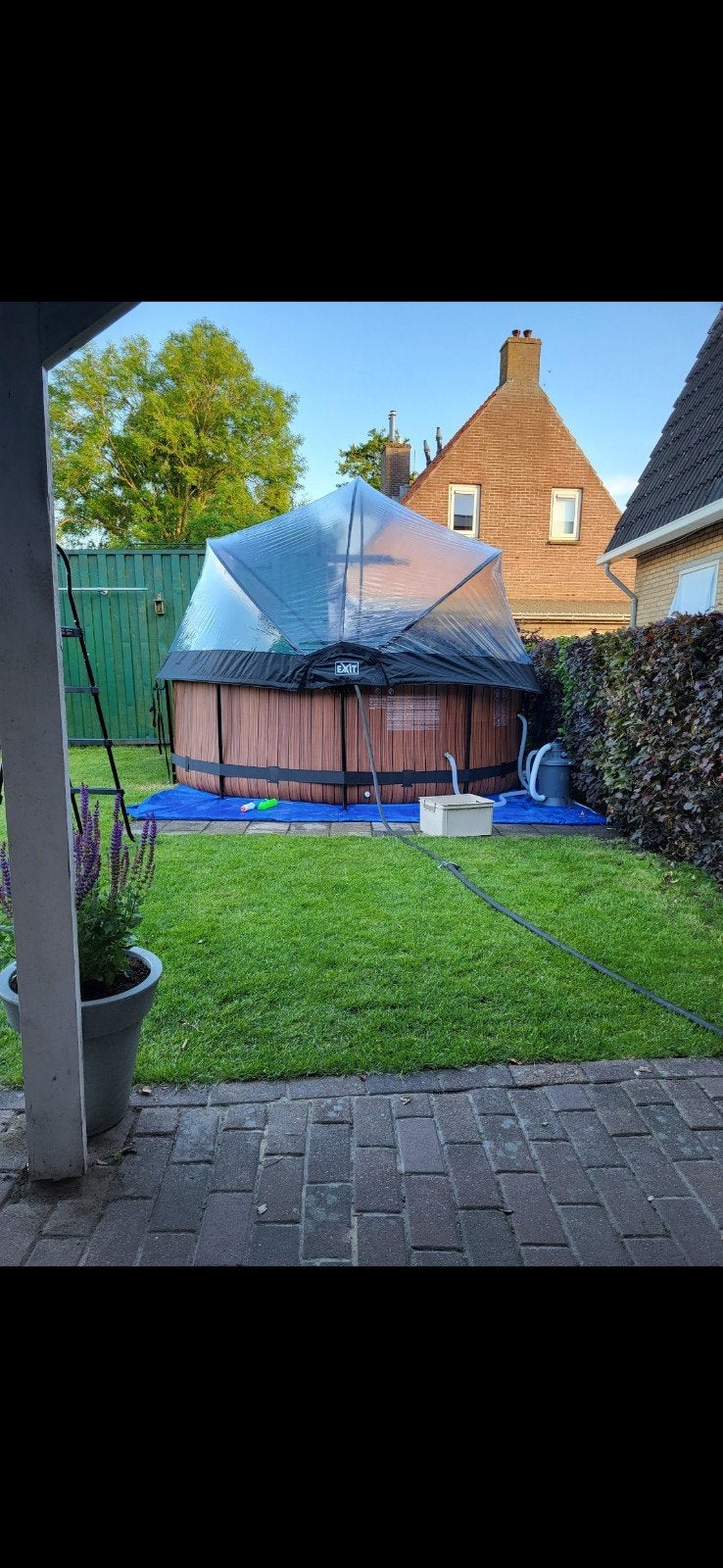 Zwembad met koepel, Gebruikt, Rond, 300 cm of meer, Opzetzwembad