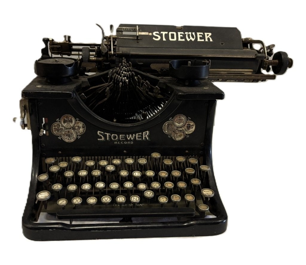 Antieke Stoewer Record typemachine, glazen toetsen, Ophalen of Verzenden