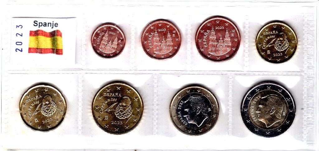 UNC set Spanje 2023 - 1 cent t/m 2 euro - Transportblister, Postzegels en Munten, Ophalen of Verzenden, Spanje, Overige waardes