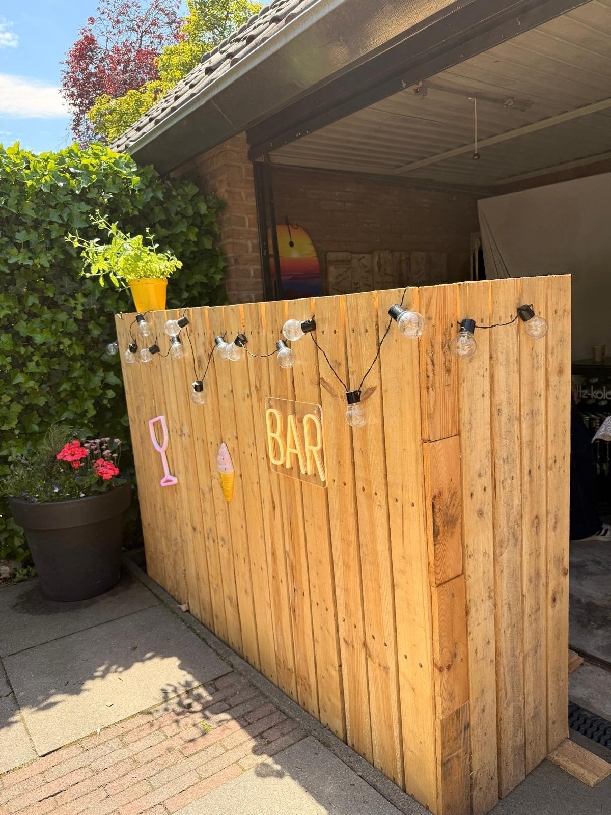 Houten Bar van Pallets excl assecoires, Ophalen, Gebruikt