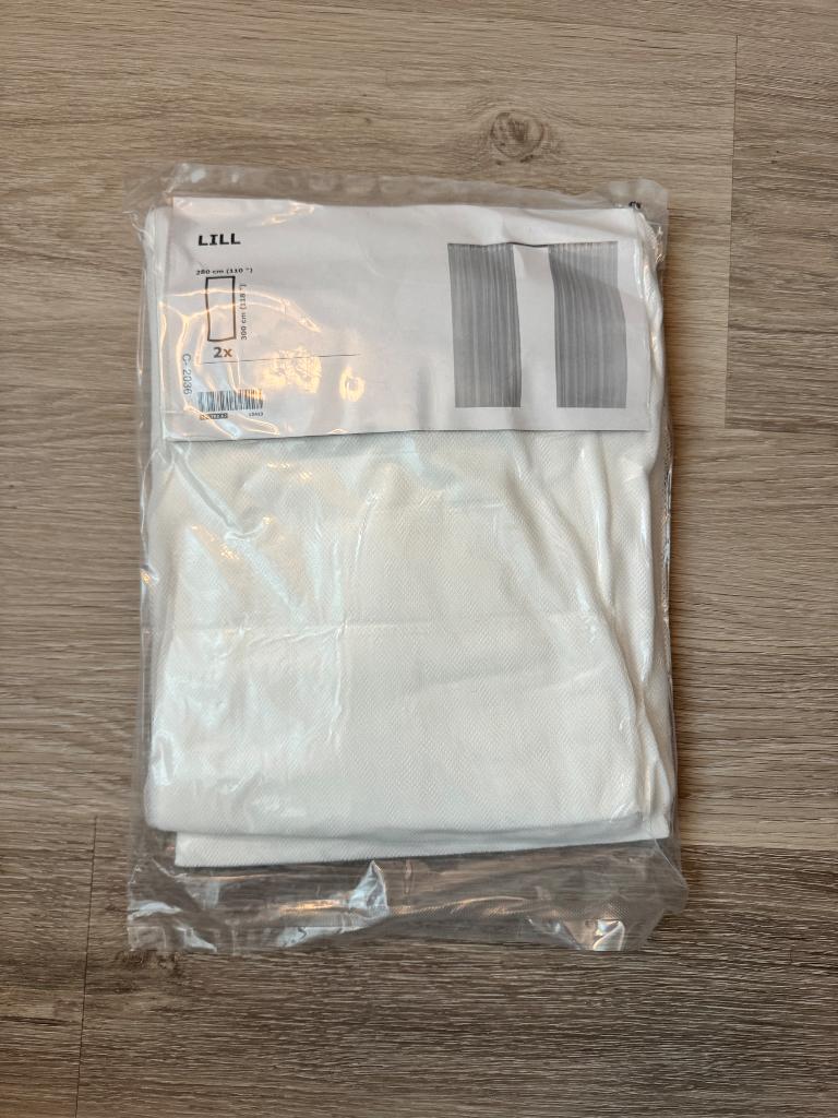 IKEA Gordijnset Wit (Compleet voor 2 ramen) + NIEUWE Vitrage, Ophalen, 200 cm of meer, Wit, Nieuw