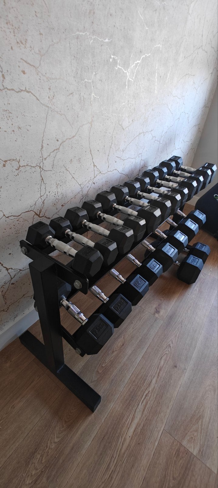 Complete home gym set dumbells incl. rek en bankje, Sport en Fitness, Ophalen, Gebruikt, Rug, Krachtstation
