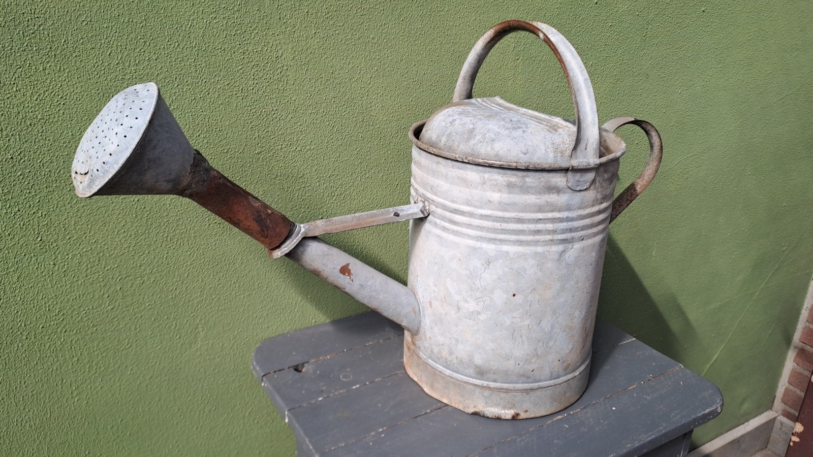 Antieke zinken gieter - Decoratief item voor tuin/huis, Gebruikt, Onbekend, Ophalen of Verzenden, Onbekend