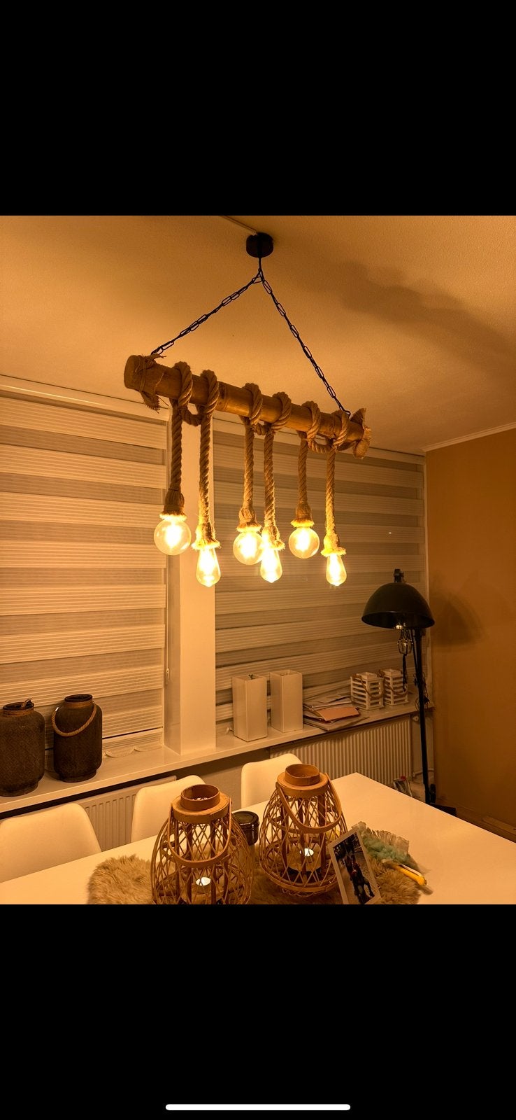 Bamboe lamp met touw  als nieuw, Ophalen of Verzenden, Zo goed als nieuw