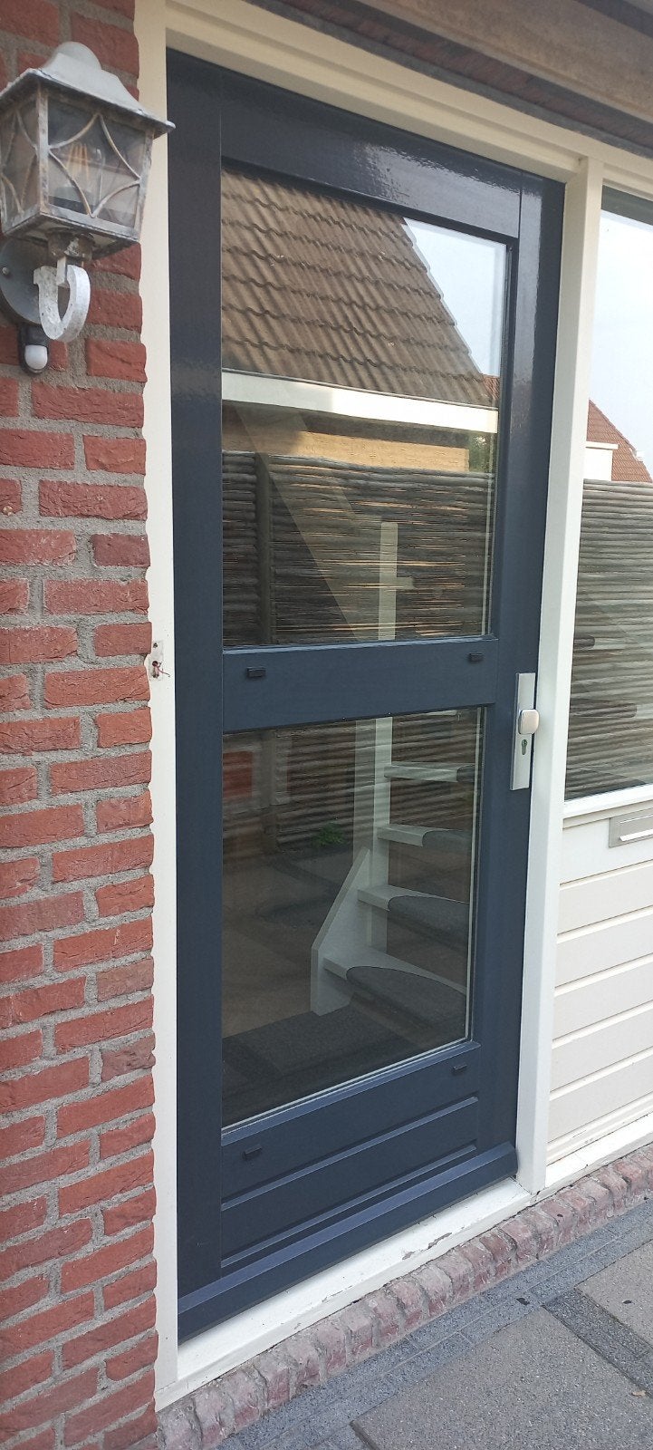 Hardhouten voordeur met dubbel glas, Gebruikt, Deurkozijn, 150 tot 225 cm, Inclusief glas