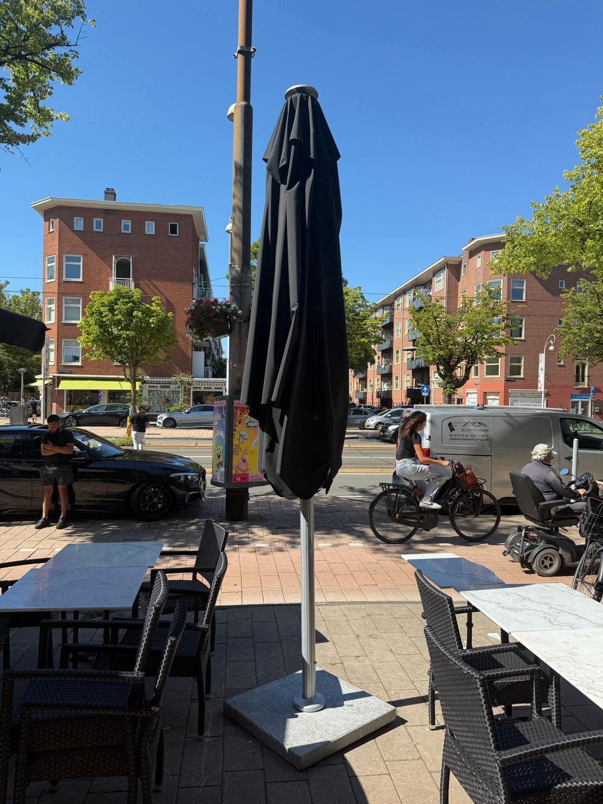 2x Professionele Terrasparasol 3x3m - Zo Goed als Nieuw, Tuin en Terras, Parasols, Ophalen, Zo goed als nieuw, 3 tot 4 meter, Stokparasol