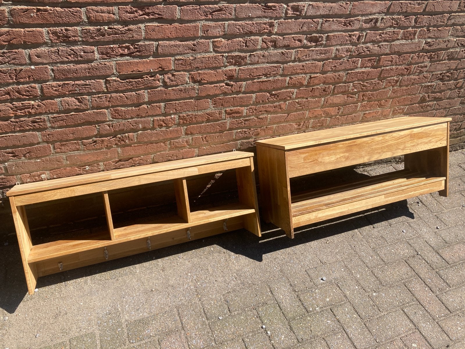 Houten kapstop met een opbergvoetenbank, Gebruikt, 100 tot 150 cm, Hout, Ophalen