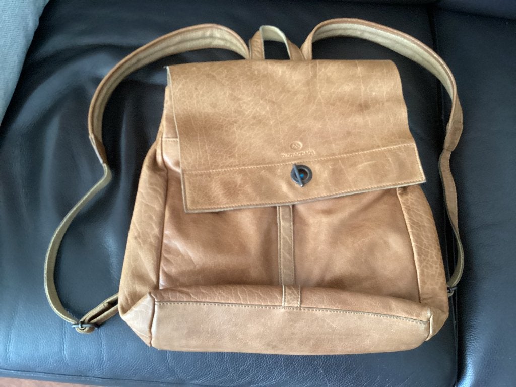 Lederen  rugzak Micmacbags, Ophalen, Gebruikt, Beige, Overige typen