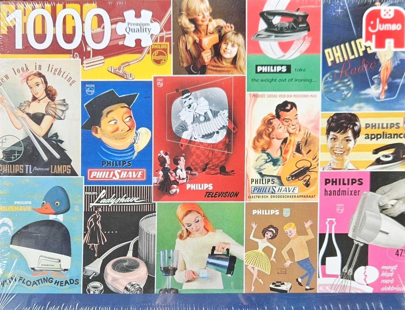 Philips Nostalgie Legpuzzel 1000 Stukjes - Vintage Reclames, Ophalen of Verzenden, 500 t/m 1500 stukjes, Nieuw, Legpuzzel
