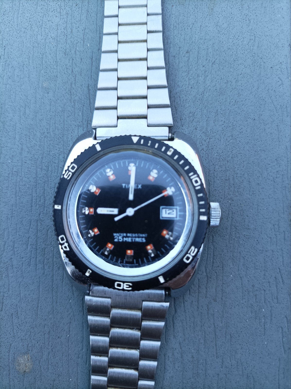 TIMEX MARLIN SPORTHORLOGE UIT 1976, Overige merken, Staal, Gebruikt, Staal