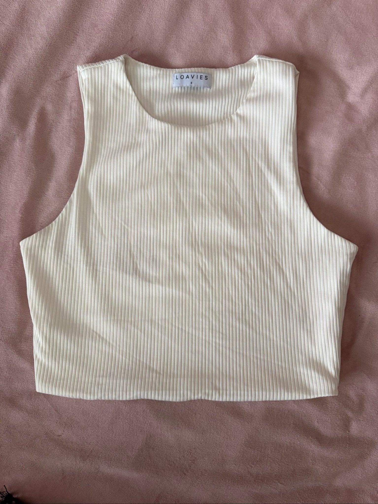 Loavies Crème Geribbelde Cropped Tanktop M, Maat 38/40 (M), LOAVIES, Beige, Ophalen of Verzenden
