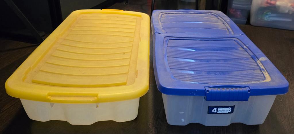 Gratis opbergboxen met wieltjes (2 stuks), Ophalen, Gebruikt, 50 tot 100 cm, Minder dan 50 cm