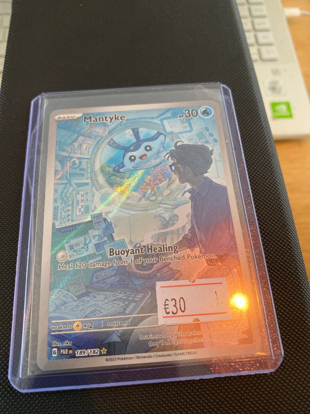 Pokemon Mantyke 189/182 PAR EN Foil Kaart, Ophalen of Verzenden, Zo goed als nieuw, Losse kaart, Foil