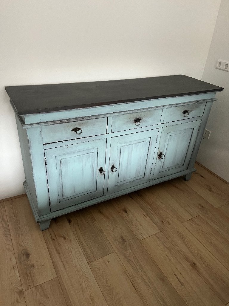 Dressoir Ibiza stijl (blauw), Huis en Inrichting, Kasten | Dressoirs, Ophalen, Gebruikt, 150 tot 200 cm, 25 tot 50 cm
