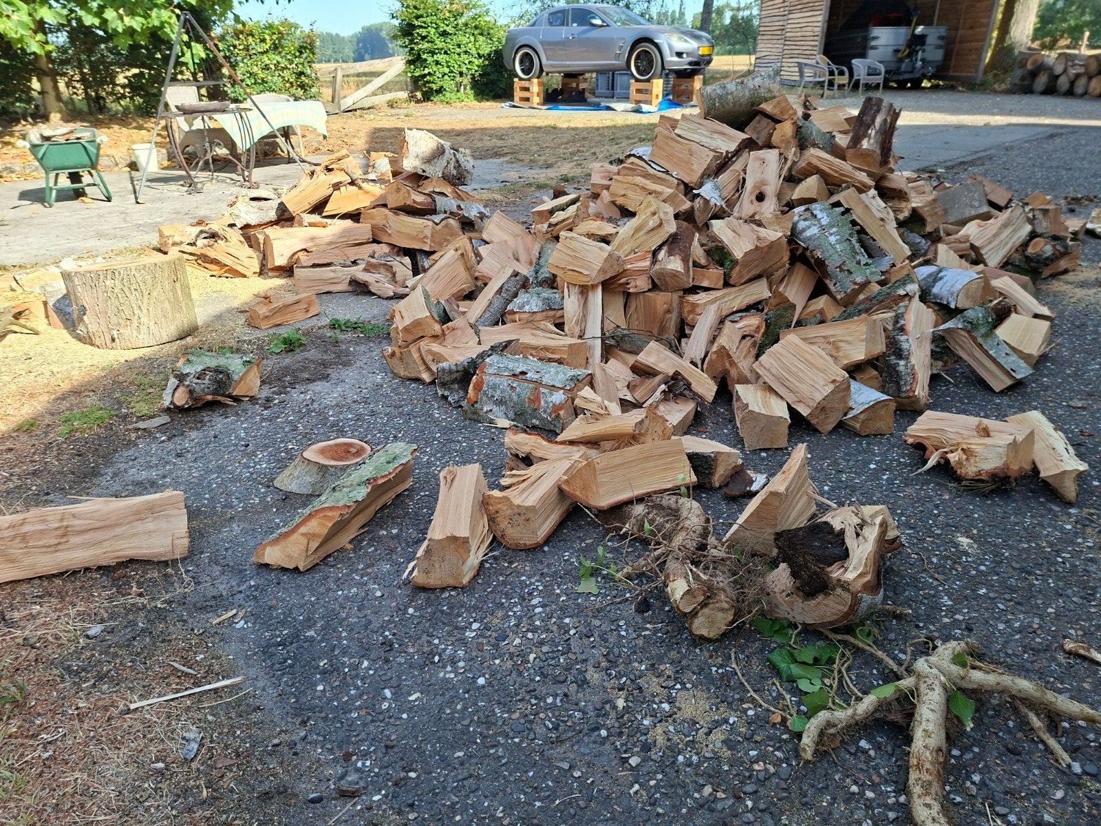 1 kuub gekloofd berkenhout, Minder dan 3 m³, Ophalen of Verzenden, Berkenhout, Blokken