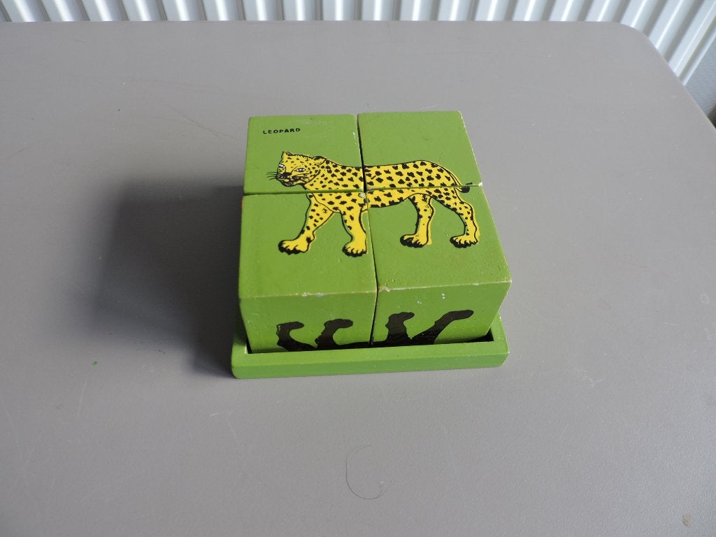 6 dieren Blokken puzzel, Ophalen, Gebruikt, Van hout, Minder dan 10 stukjes