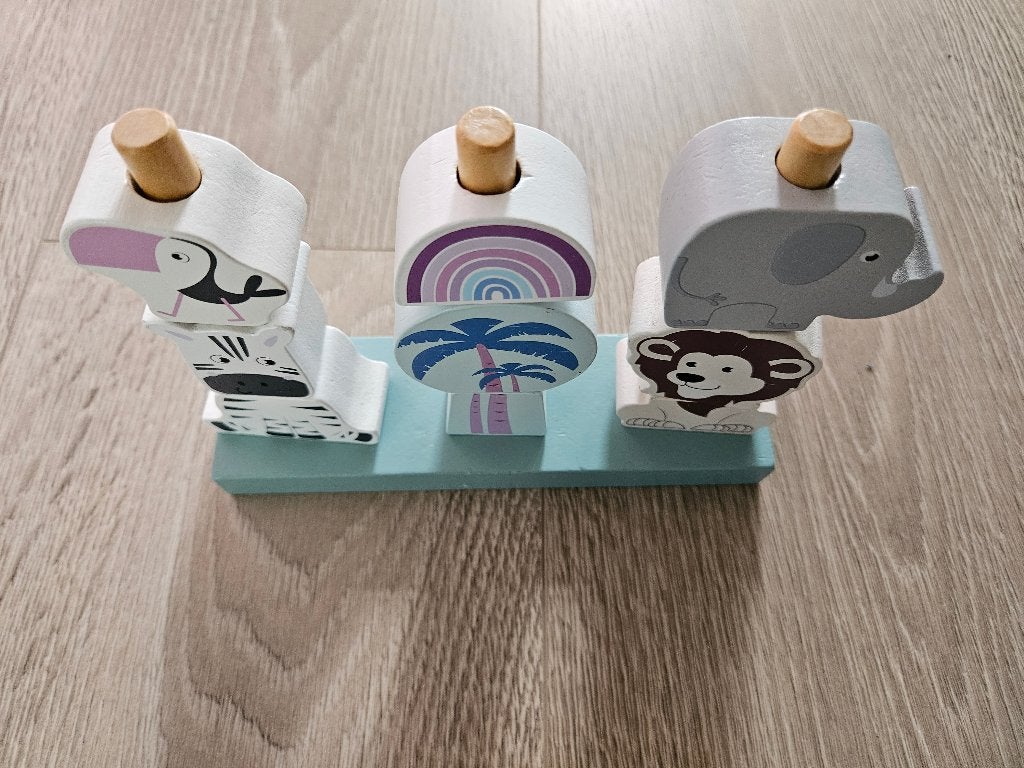 Houten stapeldieren, Kinderen en Baby's, Speelgoed | Houten speelgoed, Ophalen of Verzenden, Gebruikt, Overige typen