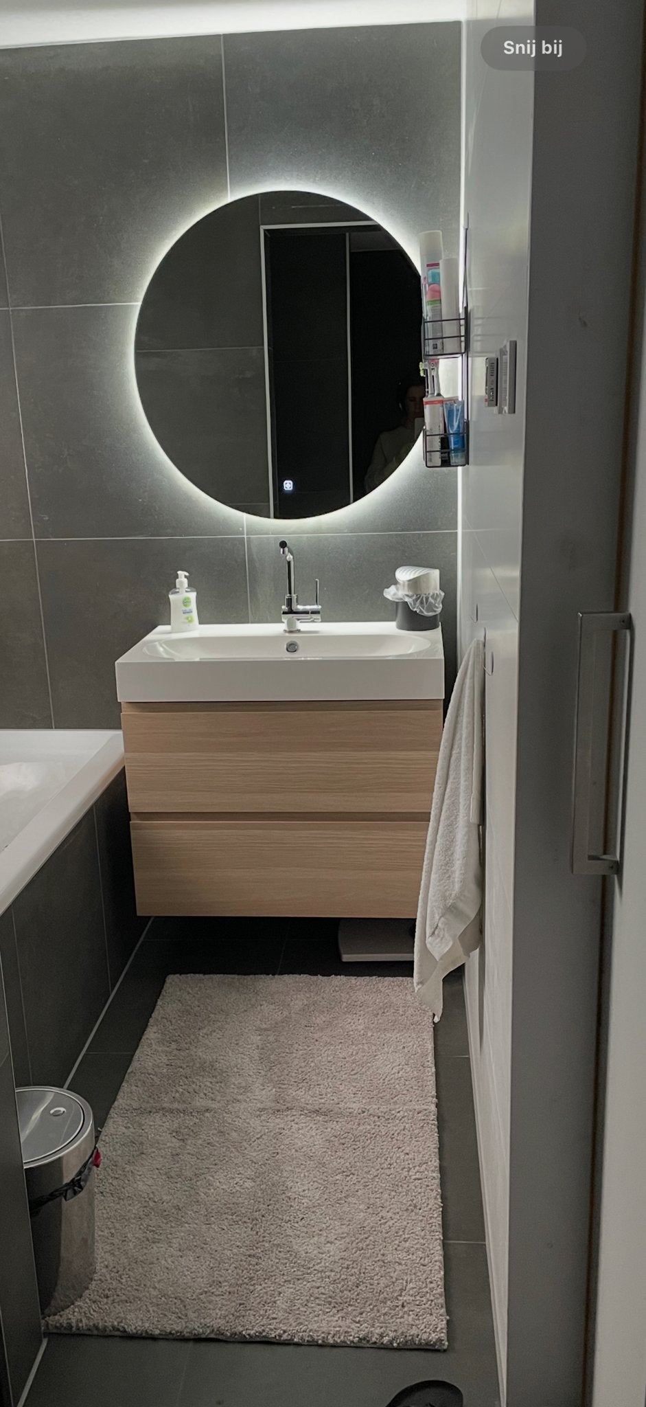 Ronde spiegel met LED verlichting voor badkamer, Ophalen, Rond, Zo goed als nieuw, 75 tot 100 cm
