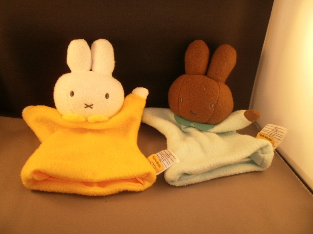 Nijntje miffy handpoppen konijn van HEMA bruin groen witgeel, Kinderen en Baby's, Speelgoed | Knuffels en Pluche, Hema, Nijntje