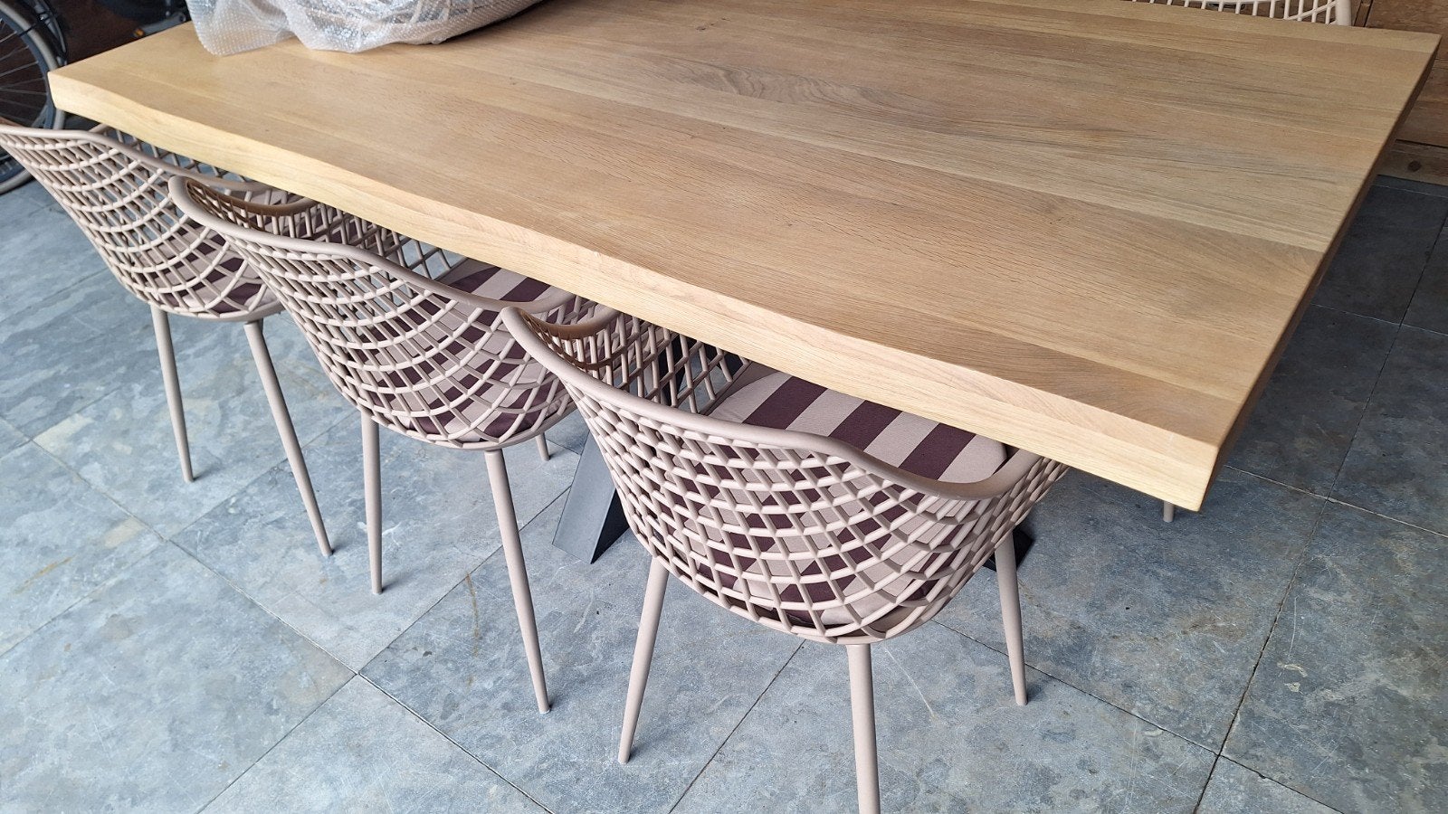 Nieuw Kwantum 2 webbing tuinstoelen Taupe., Ophalen, Kunststof, Twee, Overige kleuren