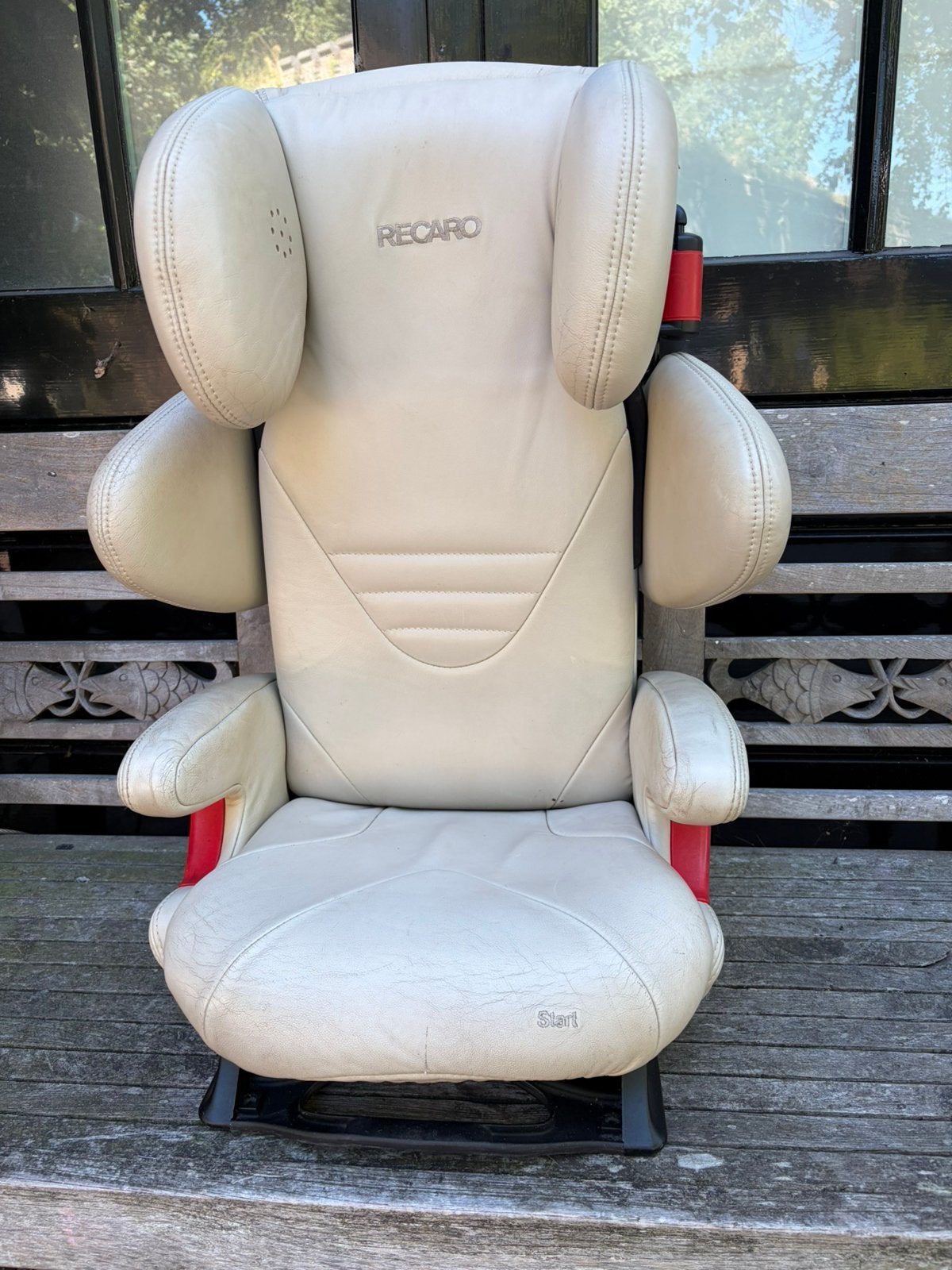 Recaro autostoeltje leer beige, Kinderen en Baby's, Autostoeltjes, Overige merken, Verstelbare rugleuning, Ophalen of Verzenden