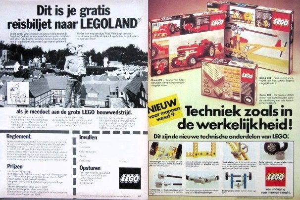 16 oude advertenties reclames Lego 70-81 Duplo Technic trein, Ophalen of Verzenden, Huis en Inrichting