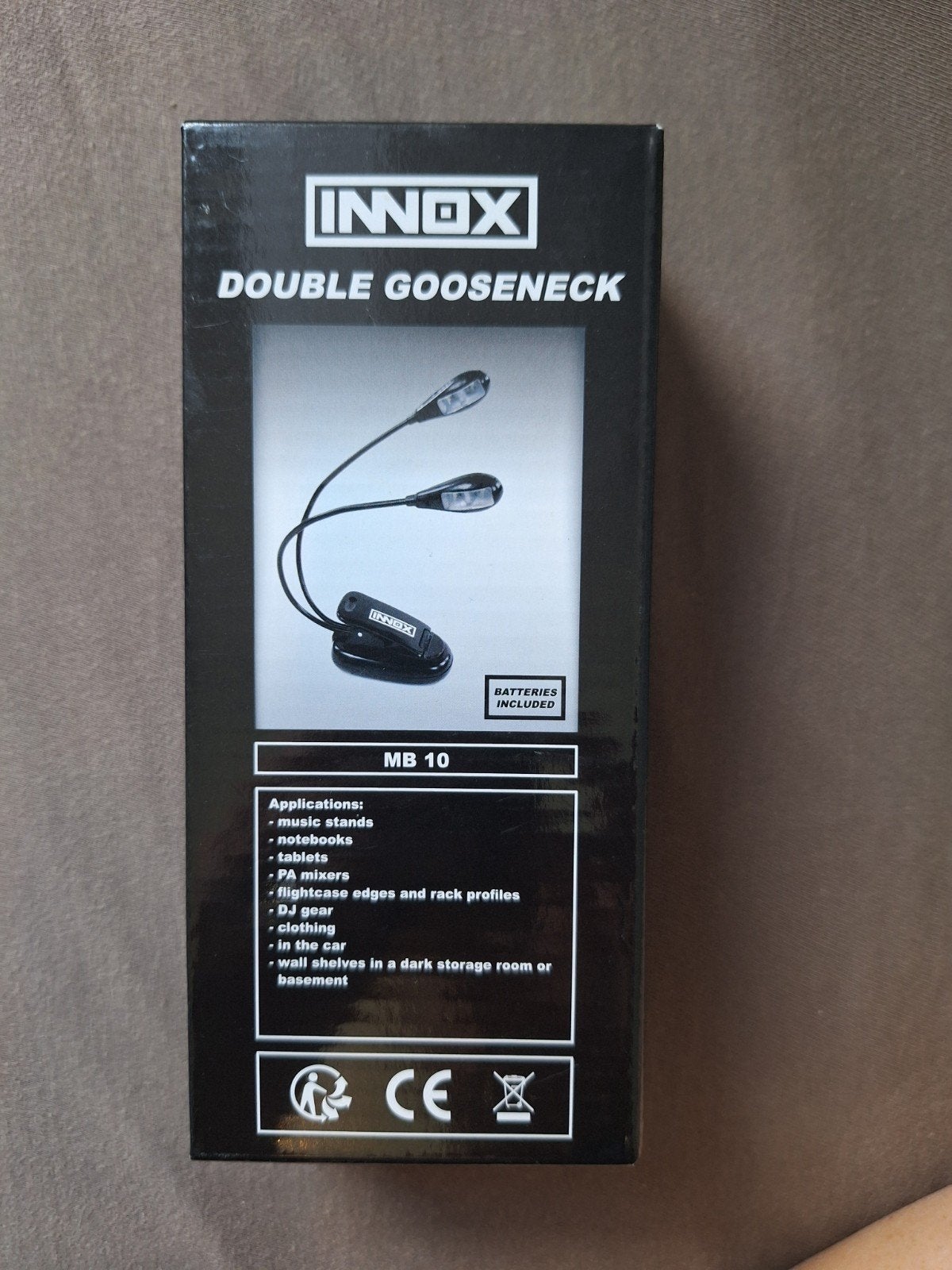 Innox MB 10 Dubbele Zwanenhals Leeslamp op Batterij, Overige merken, Verstelbaar, Zwart, Nieuw