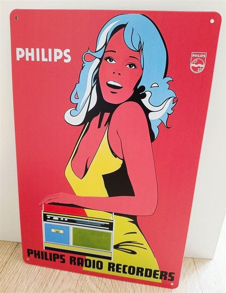 PHILIPS Radio | Reclame Metalen wandbord, Verzenden, Nieuw, Reclamebord