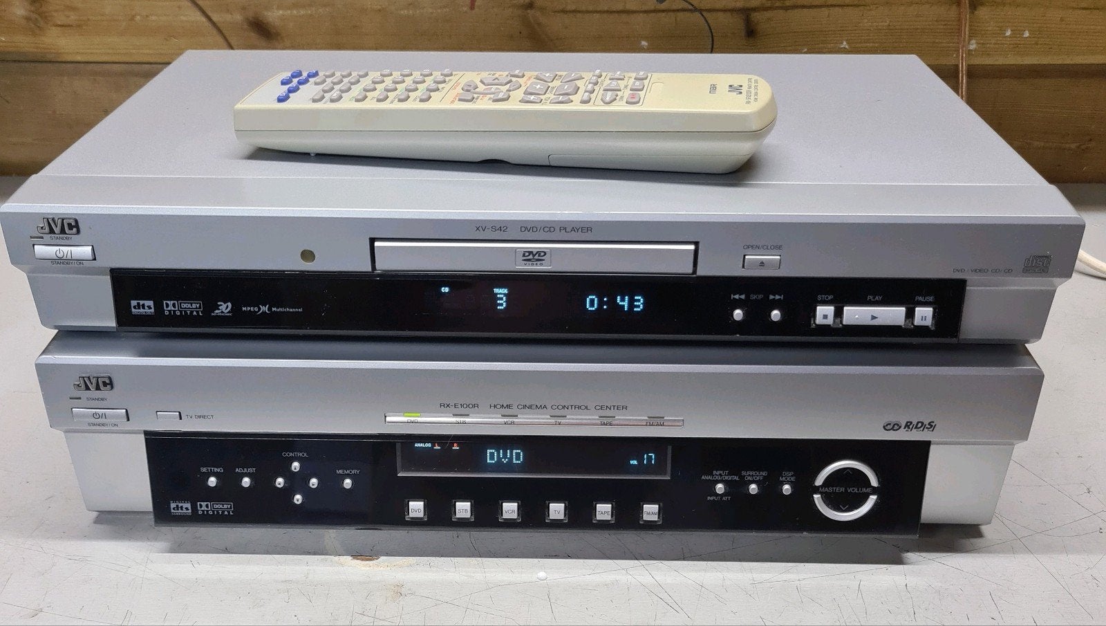 JVC stereo set receiver rx-e100r + cd dvd speler xv-s42, Audio, Tv en Foto, Stereo-sets, Ophalen of Verzenden