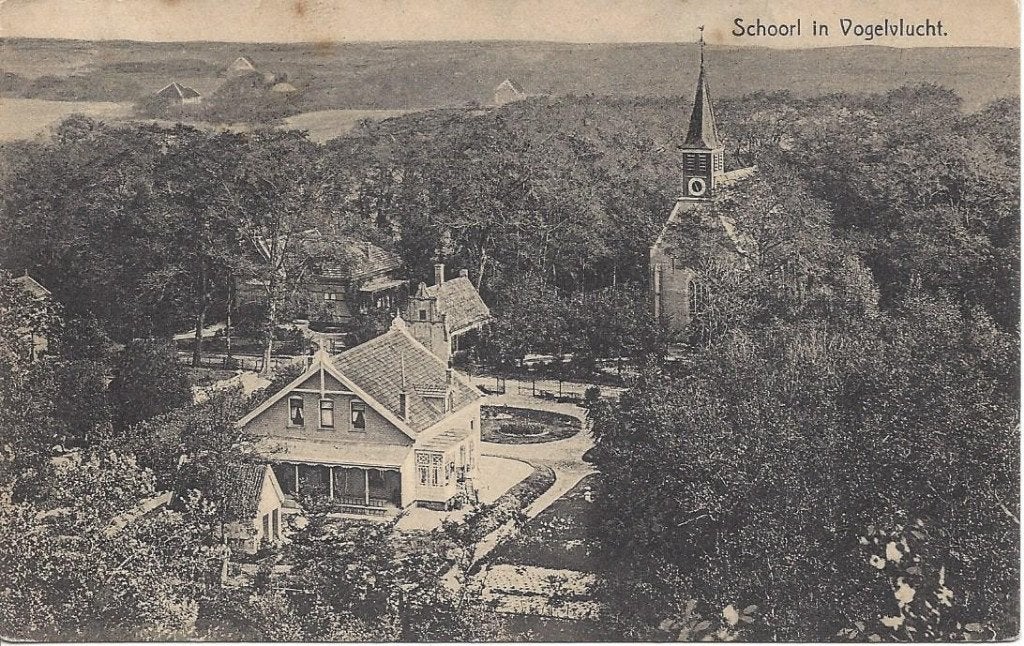 Schoorl (N.H.) in Vogelvlucht, gelopen 1920, Ophalen of Verzenden, Voor 1920, Gelopen, Noord-Holland