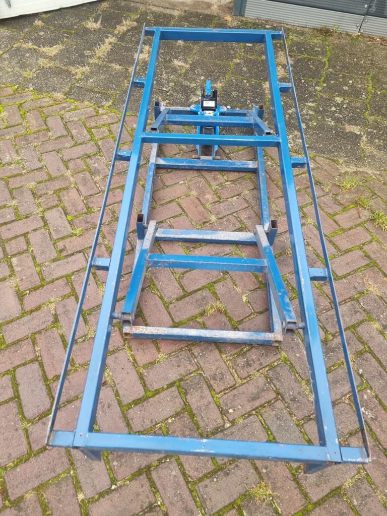 Blauwe metalen heftafel, Ophalen of Verzenden, Gebruikt