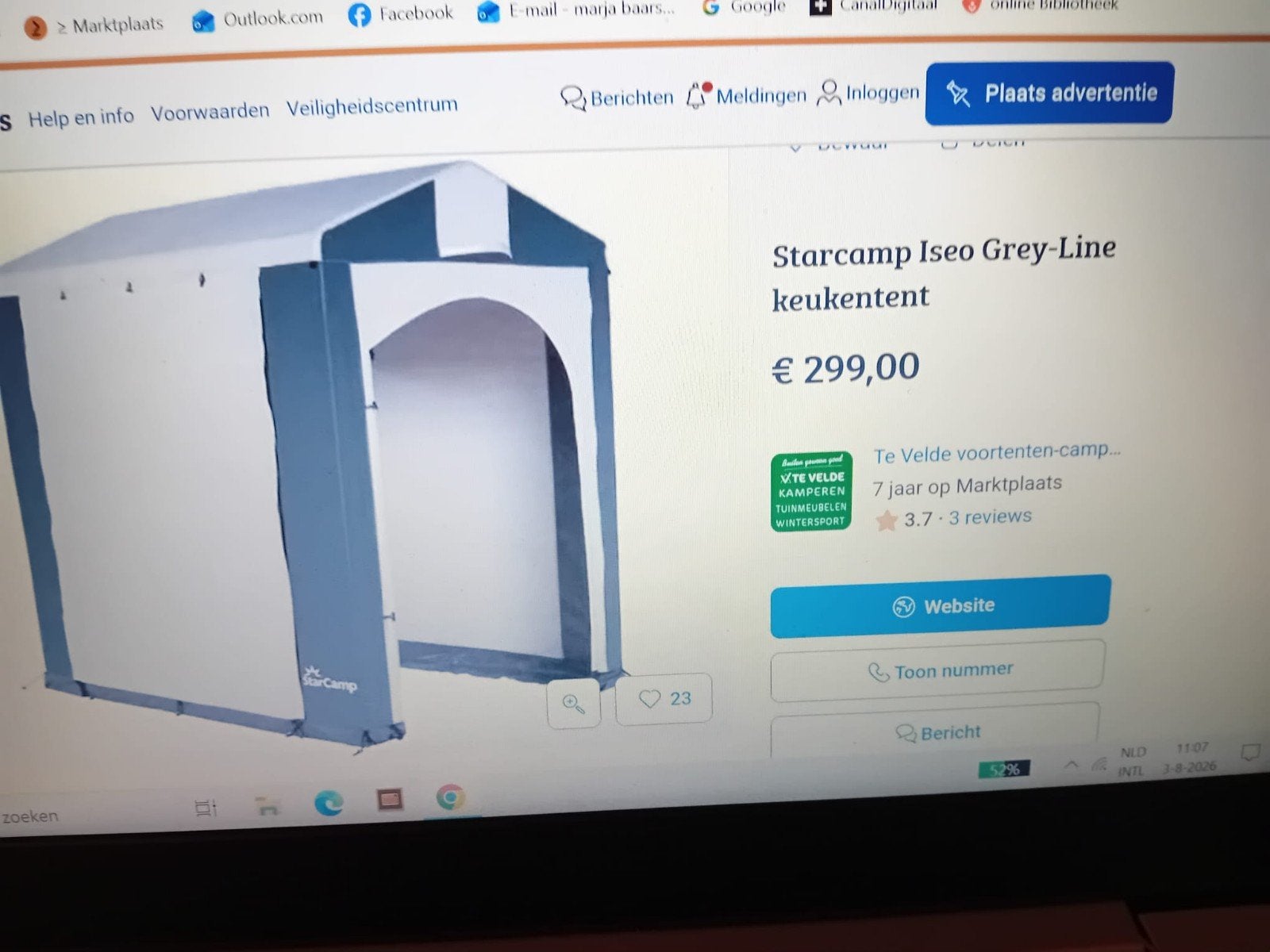 keuken tent, Caravans en Kamperen, Ophalen